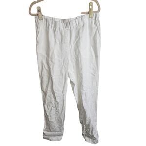 Purejill Pants Purejill Linen Pants Capri Pants Cropped Pants Women M White